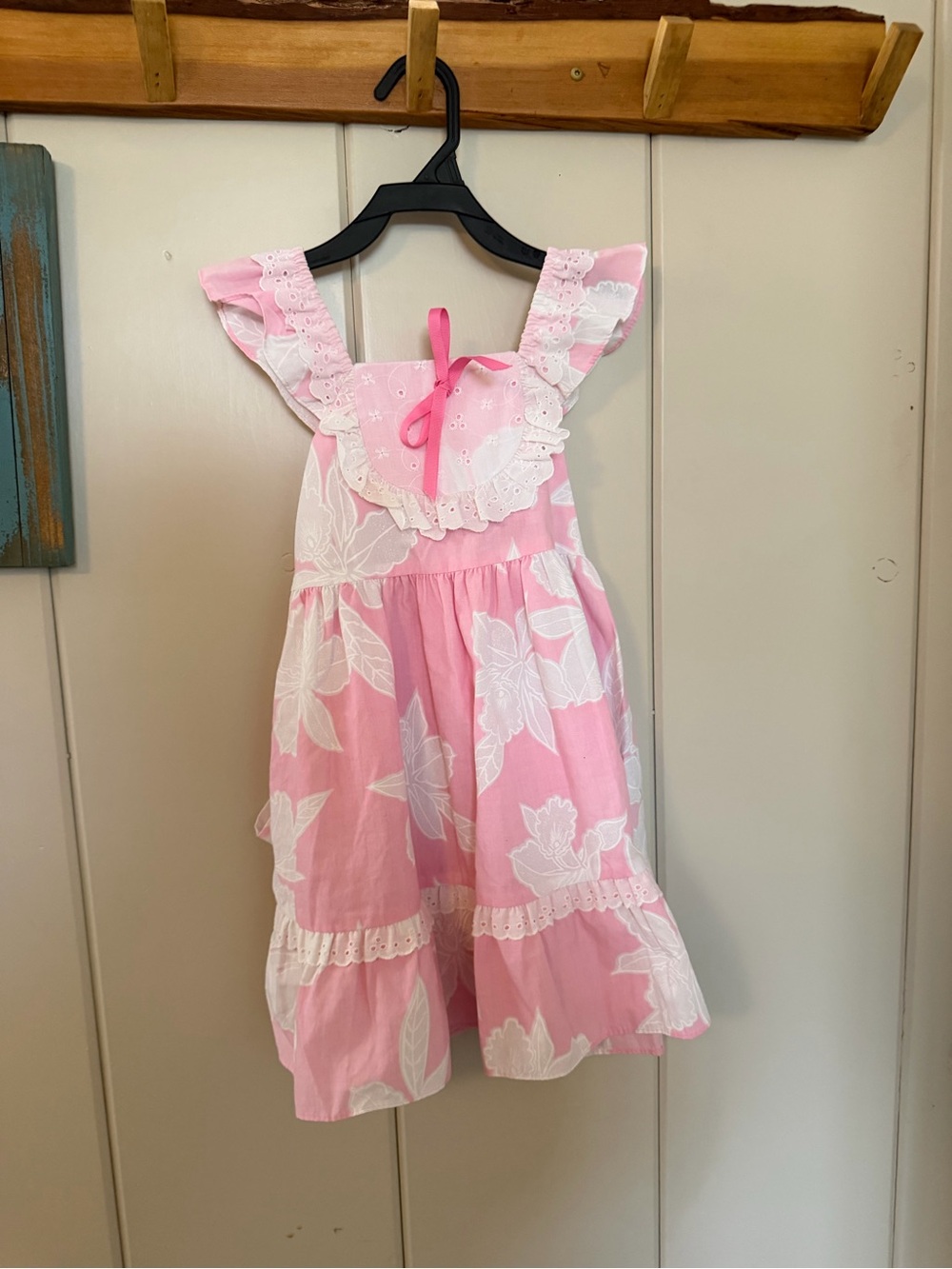 Vintage 1980s Kole Kole Hawaii Girls Pink Floral Dress Size 6 Made in Hawaii